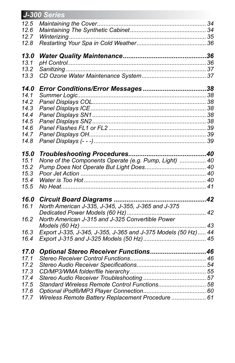 J-300 series | Jacuzzi J - 355 User Manual | Page 4 / 68