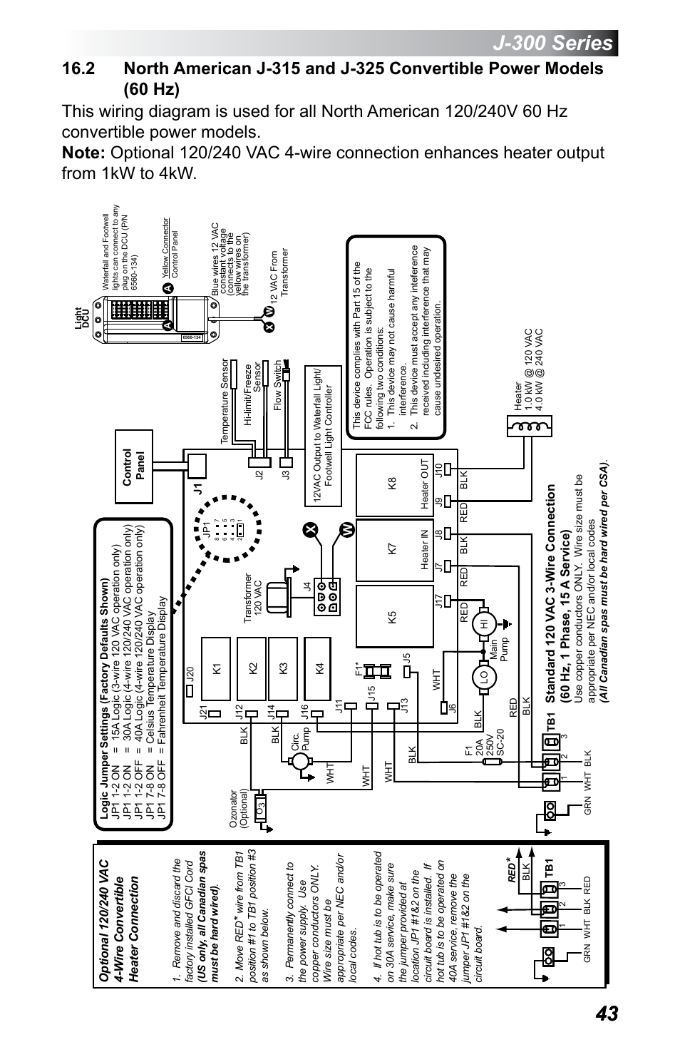 2 north american j-315 and j-325 convertible power, Models (60 hz), J-300 series | Jacuzzi J - 355 User Manual | Page 47 / 68