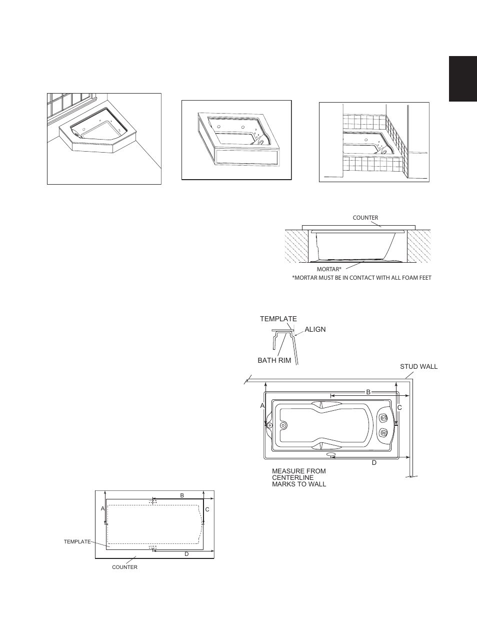 Undermount tub installation instructions, Undermount installation options, Installation | Unit protection, Counter preparation | Jacuzzi FUZION BATH SERIES 7260 User Manual | Page 13 / 26