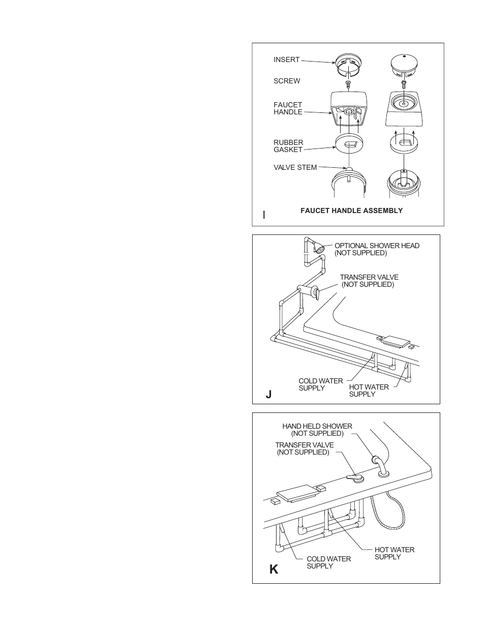 Operation, Plumbing connections, Installing the faucet handles | Jacuzzi Faucet Kit User Manual | Page 4 / 8