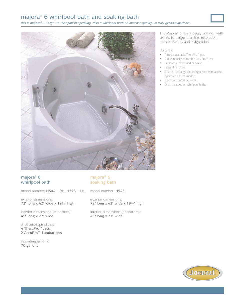 Jacuzzi majora FR66 User Manual | 2 pages