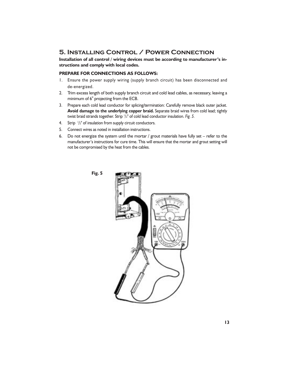 Installing control / power connection | Jacuzzi Dome For Shower Surround System None User Manual | Page 15 / 22