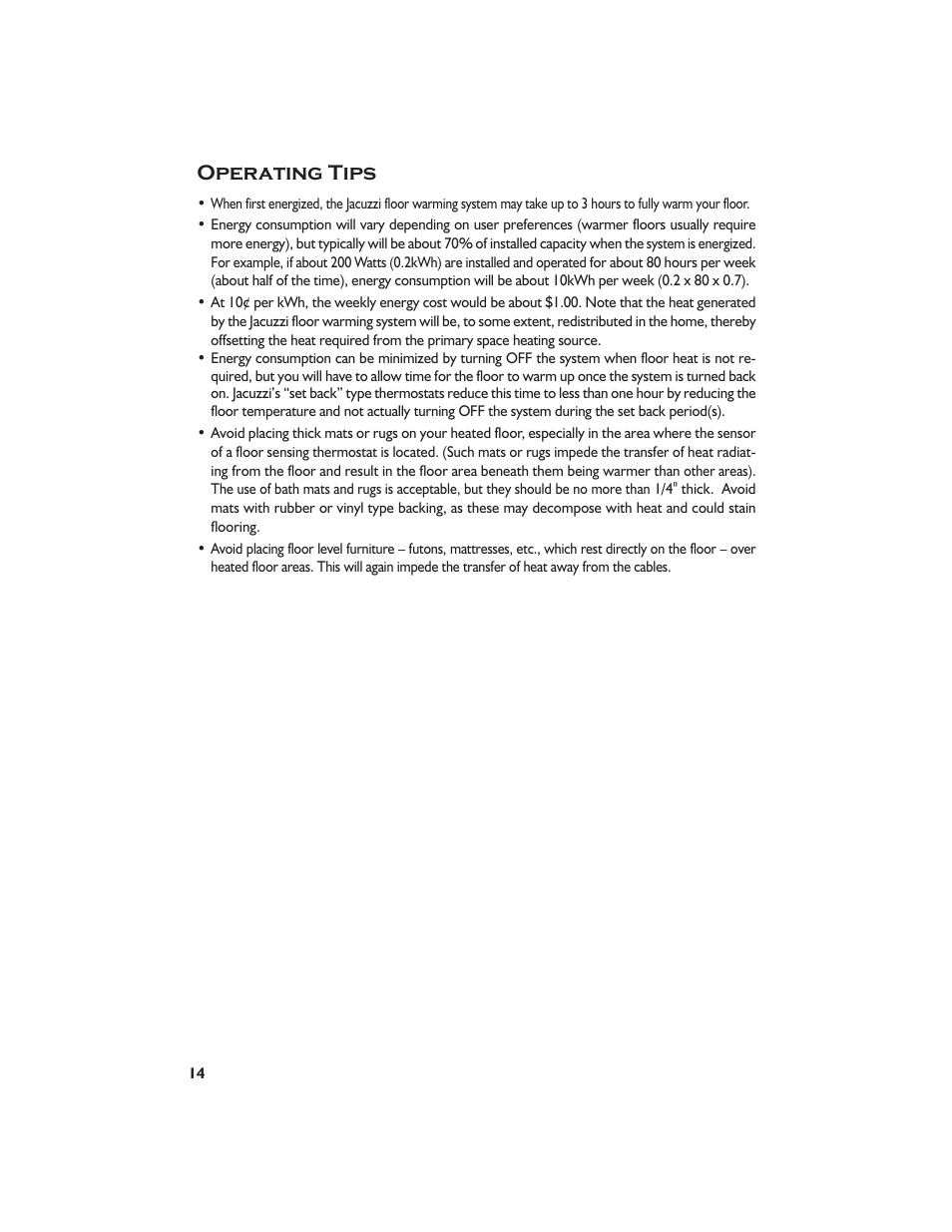 Operating tips | Jacuzzi Dome For Shower Surround System None User Manual | Page 16 / 22