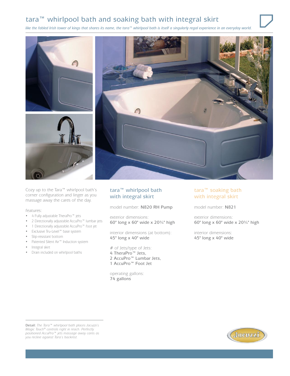 Jacuzzi Tara N820 User Manual | 2 pages