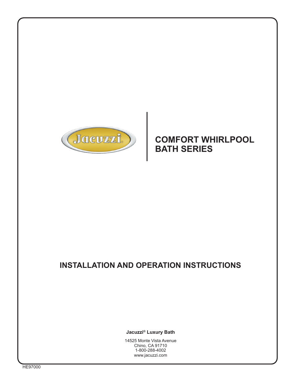 Jacuzzi HE97000 User Manual | 90 pages