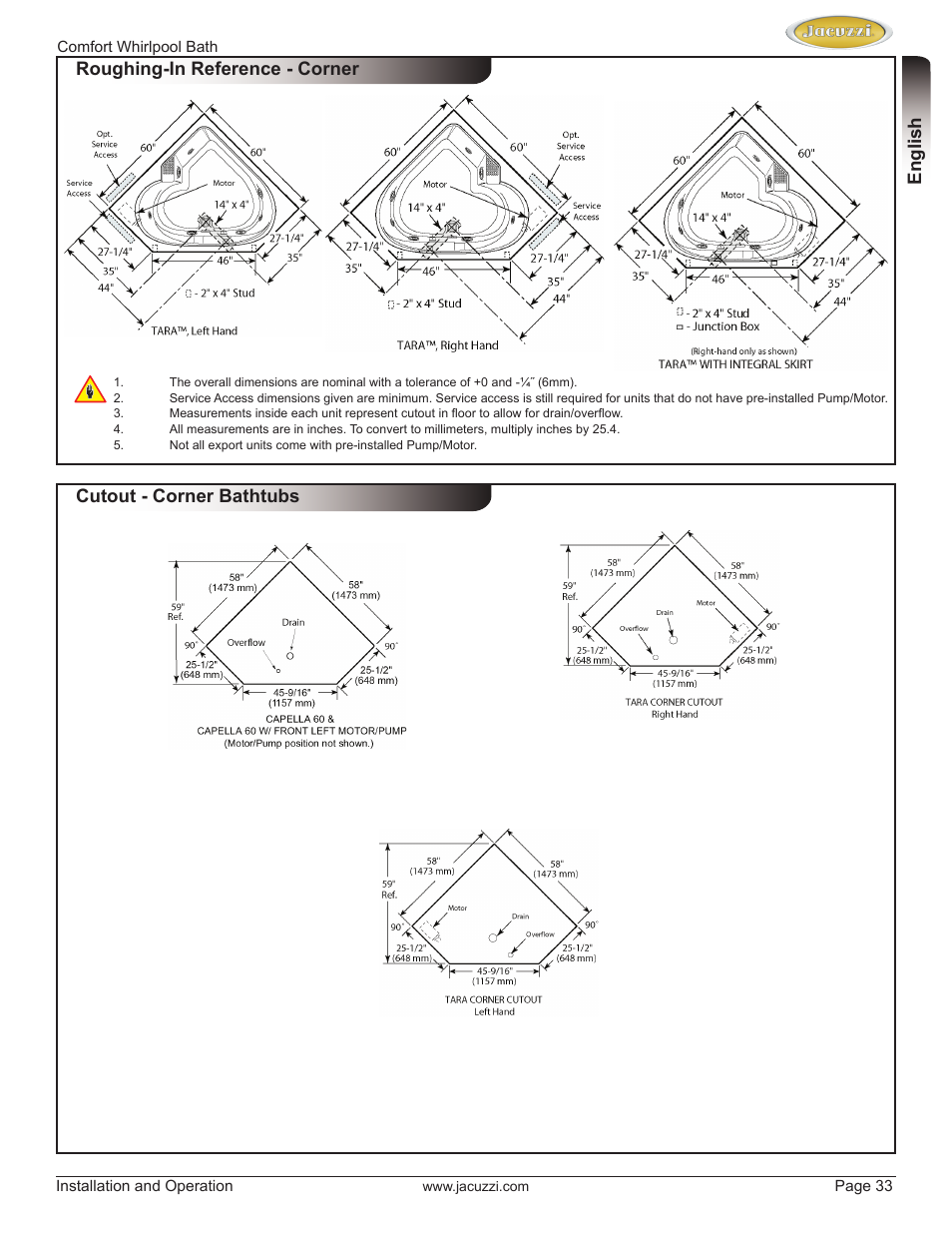 English | Jacuzzi HE97000 User Manual | Page 33 / 90