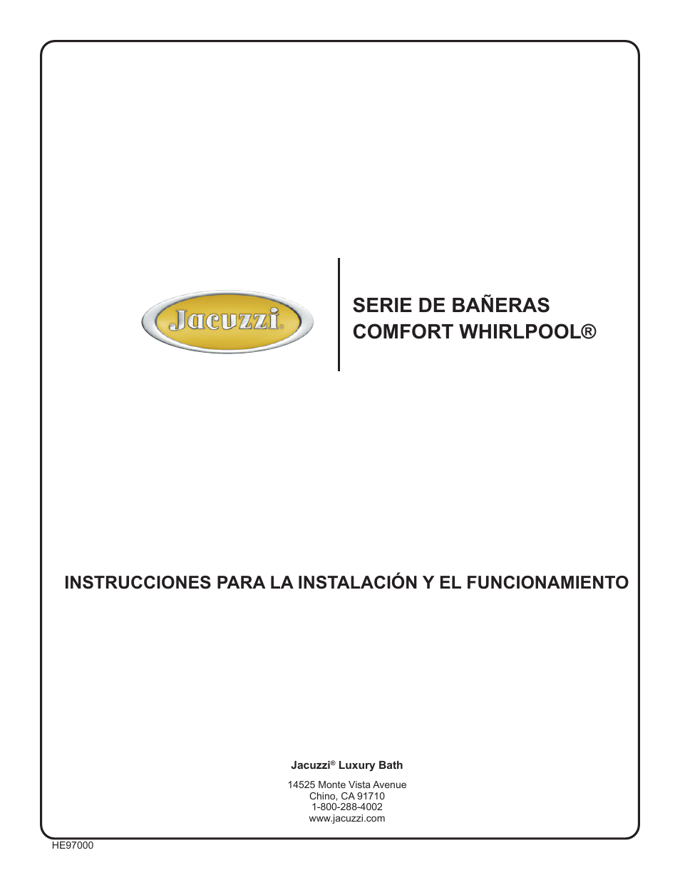 Serie de bañeras comfort whirlpool | Jacuzzi HE97000 User Manual | Page 39 / 90