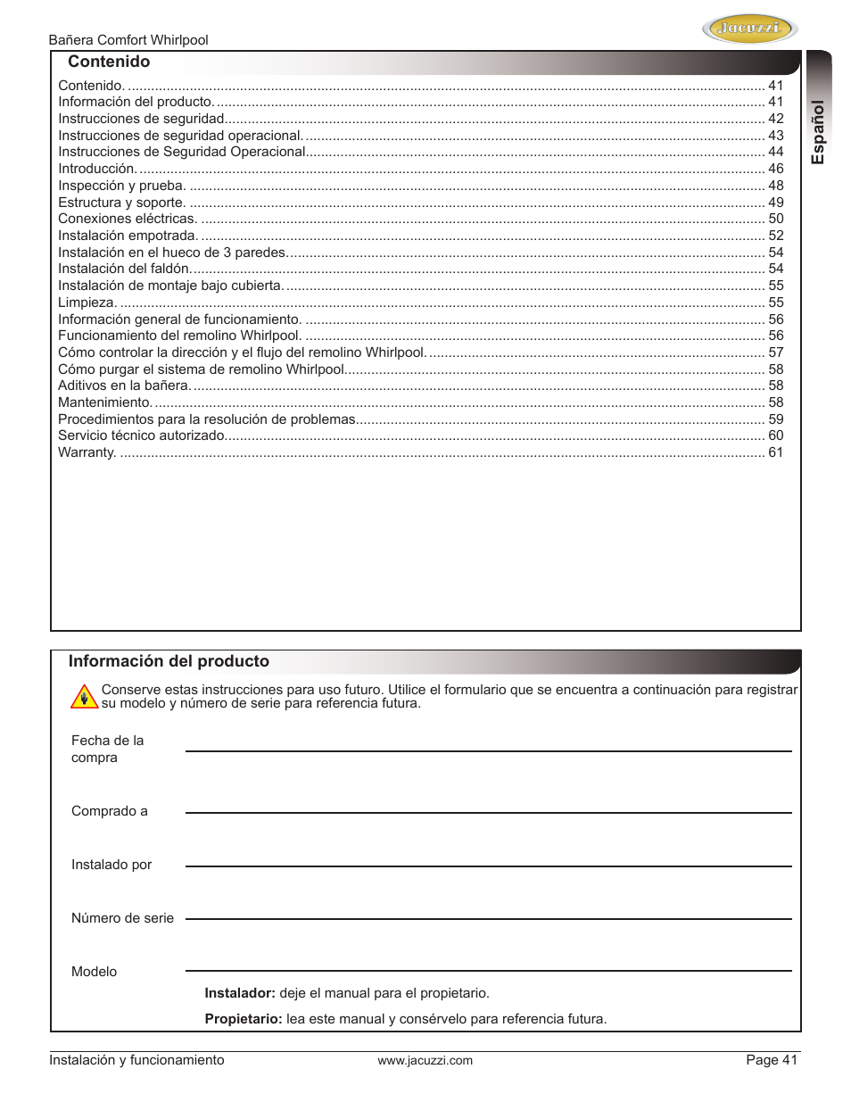 Jacuzzi HE97000 User Manual | Page 41 / 90