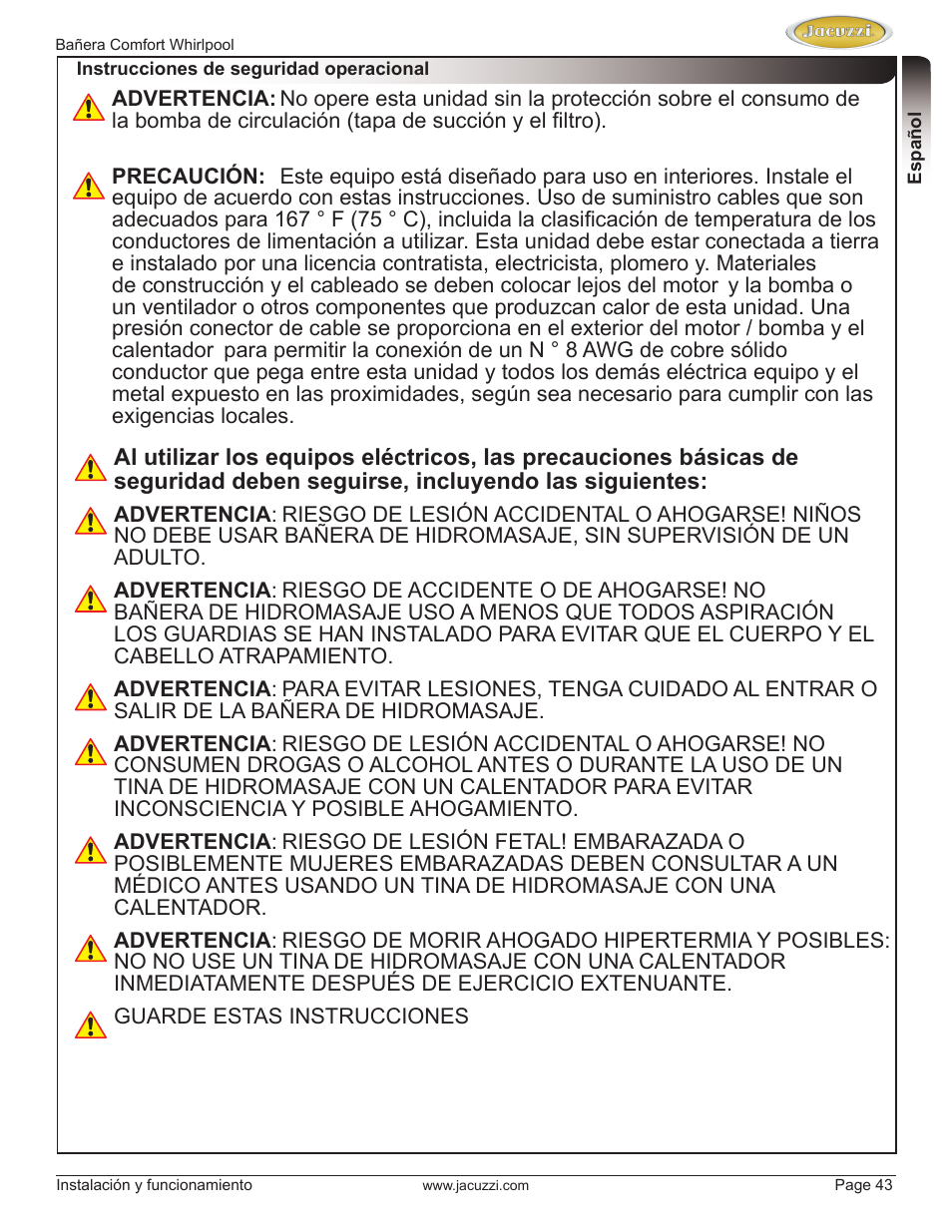 Jacuzzi HE97000 User Manual | Page 43 / 90