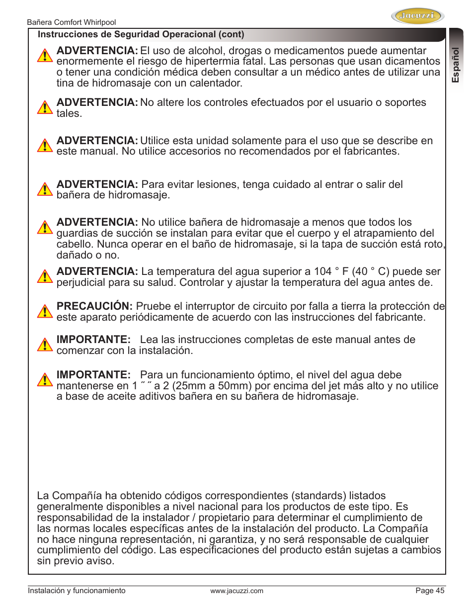 Jacuzzi HE97000 User Manual | Page 45 / 90