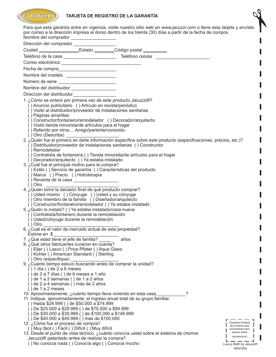 English | Jacuzzi HE97000 User Manual | Page 64 / 90