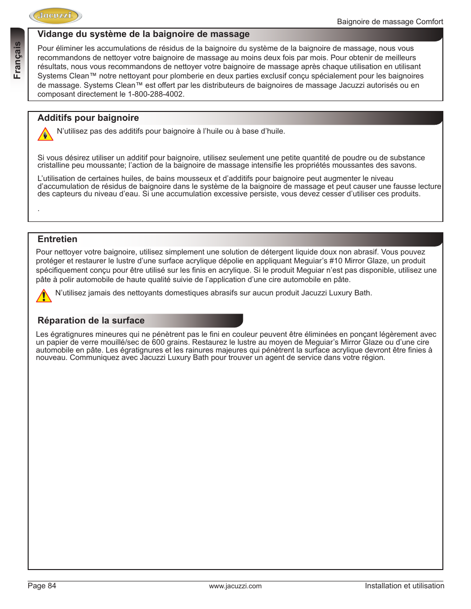 Jacuzzi HE97000 User Manual | Page 84 / 90