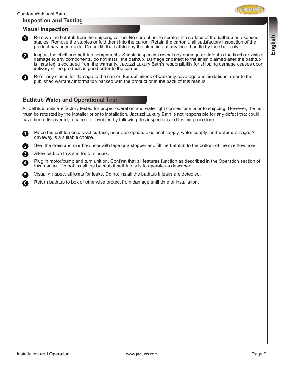 Jacuzzi HE97000 User Manual | Page 9 / 90