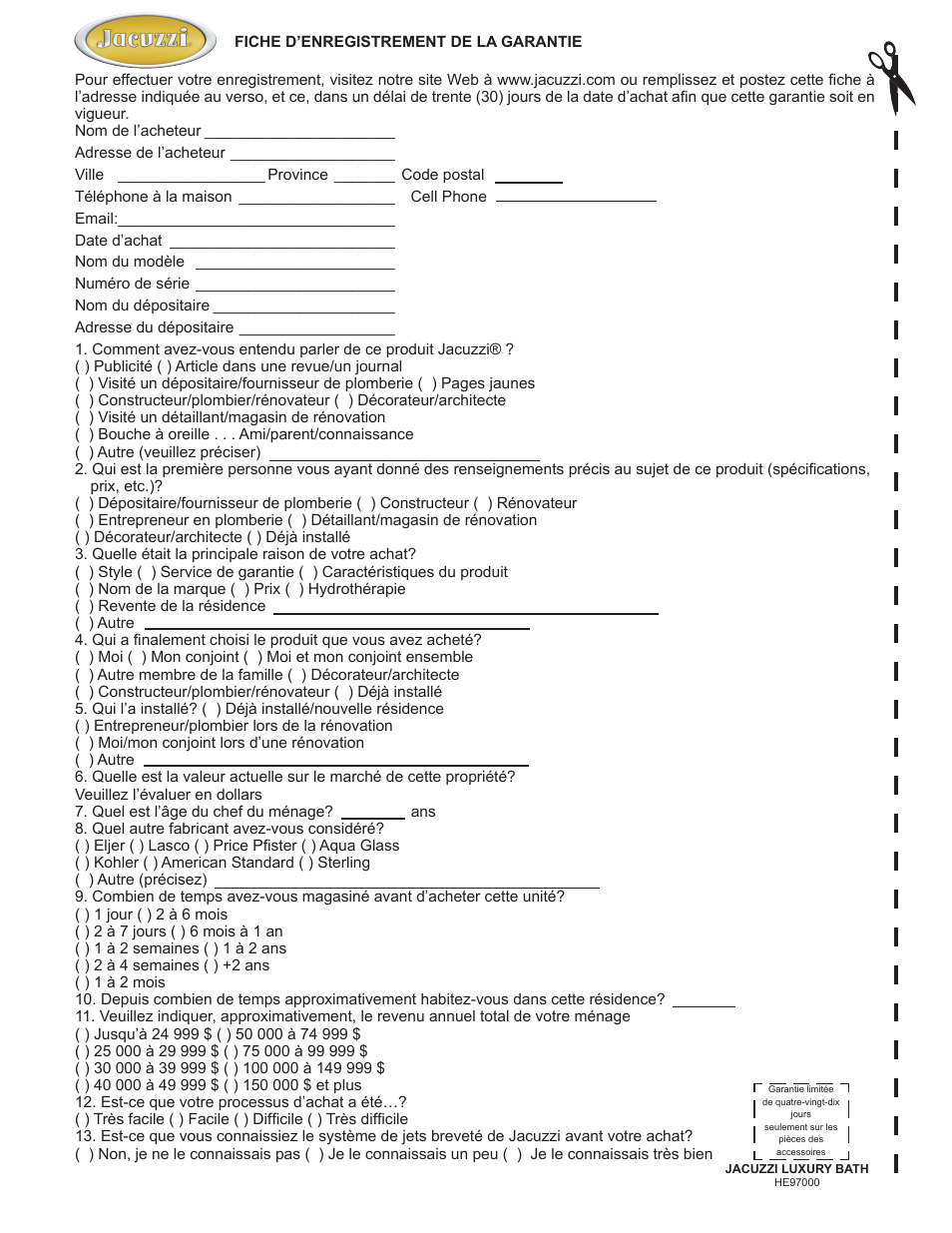 English | Jacuzzi HE97000 User Manual | Page 90 / 90