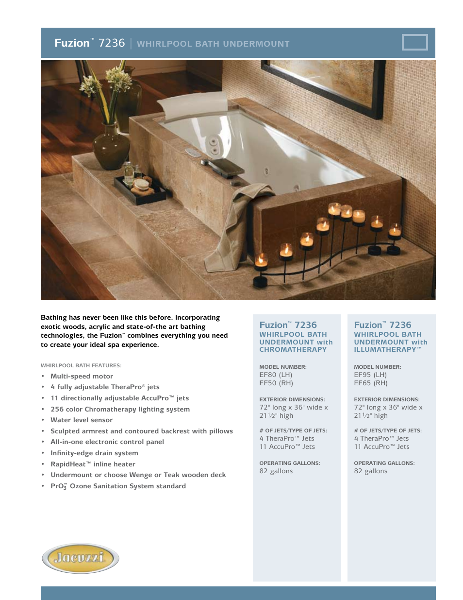 Jacuzzi Fuzion 7236 User Manual | 2 pages