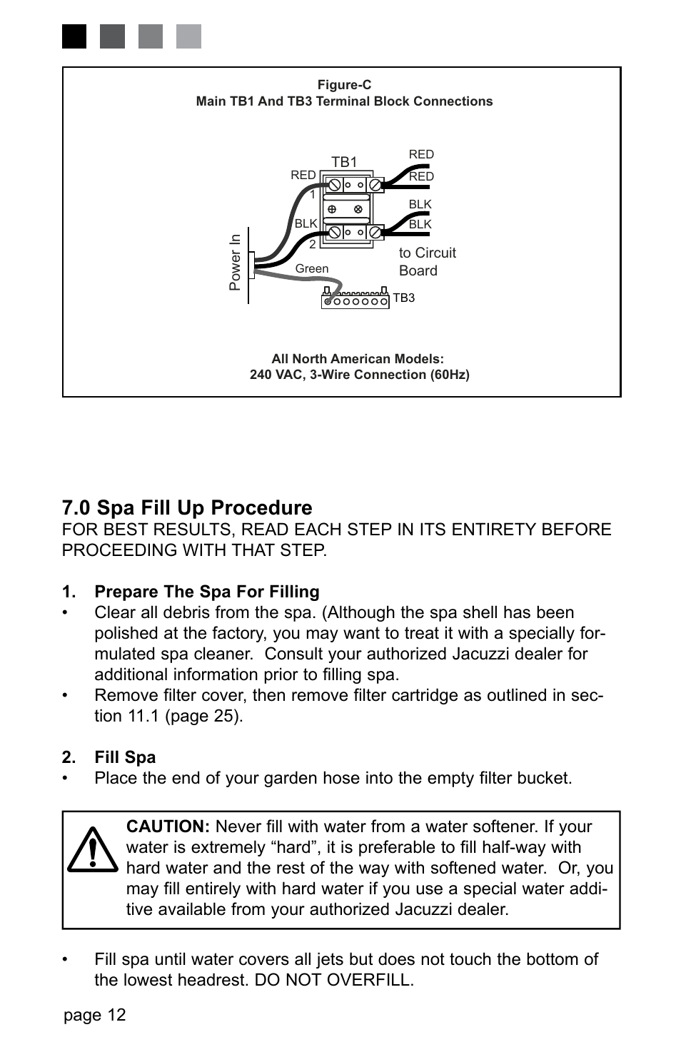 0 spa fill up procedure, Page 12 | Jacuzzi J-280 User Manual | Page 16 / 52