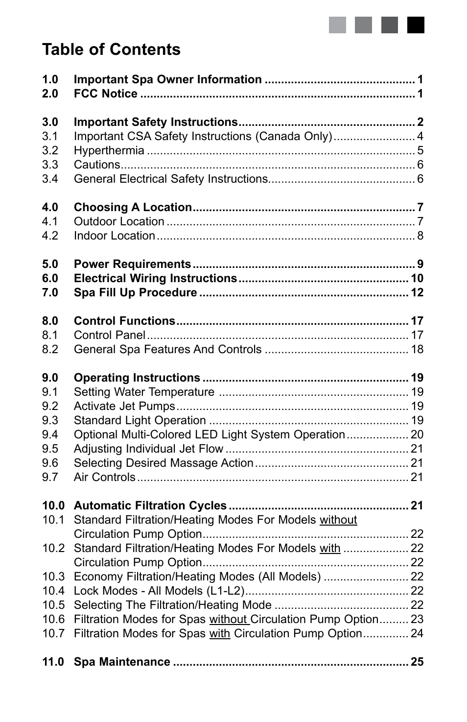Jacuzzi J-280 User Manual | Page 3 / 52