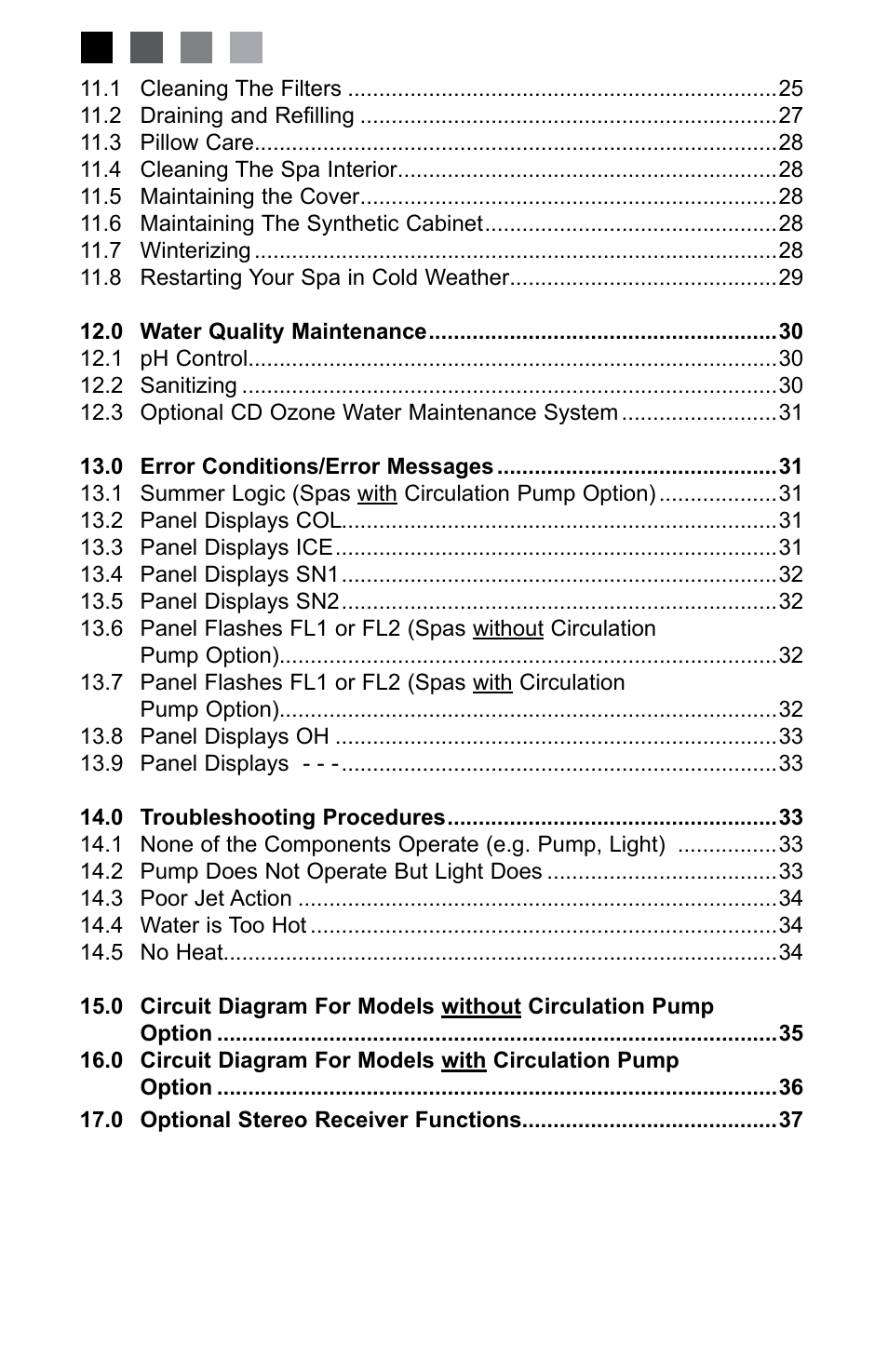 0 important spa owner information, 0 fcc notice | Jacuzzi J-280 User Manual | Page 4 / 52