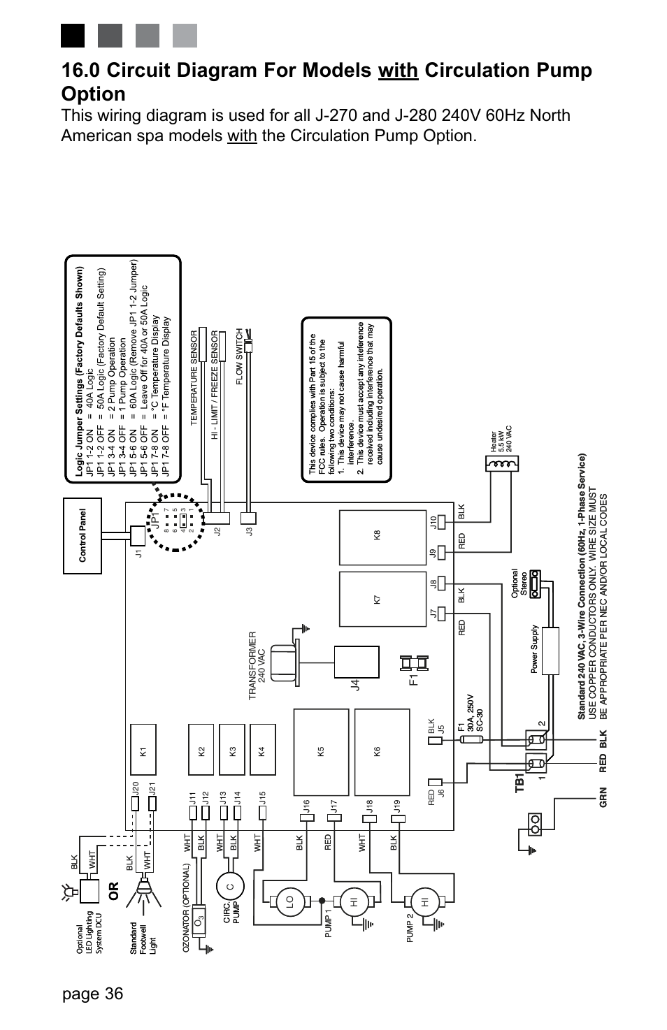 0 optional stereo receiver functions, Page 36, J4 f1 | Jacuzzi J-280 User Manual | Page 40 / 52