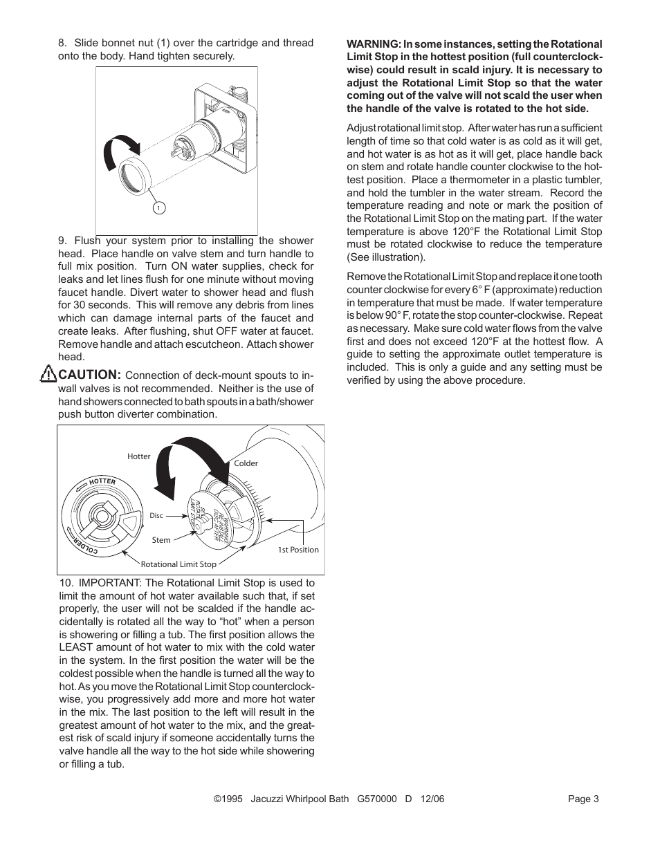 Caution | Jacuzzi OPTICATM 300 User Manual | Page 3 / 6
