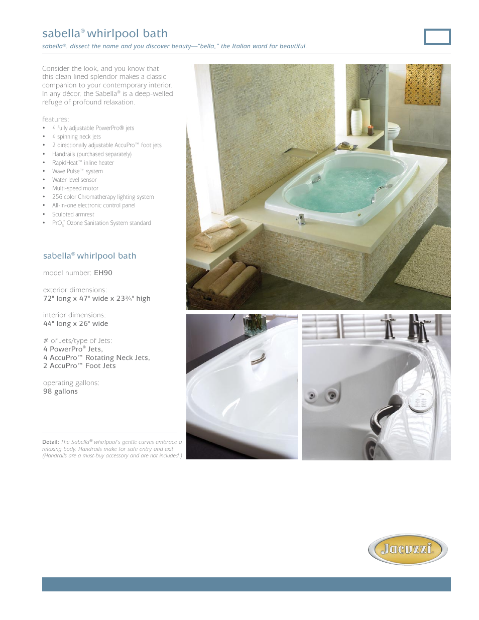 Jacuzzi Sabella EH90 User Manual | 2 pages