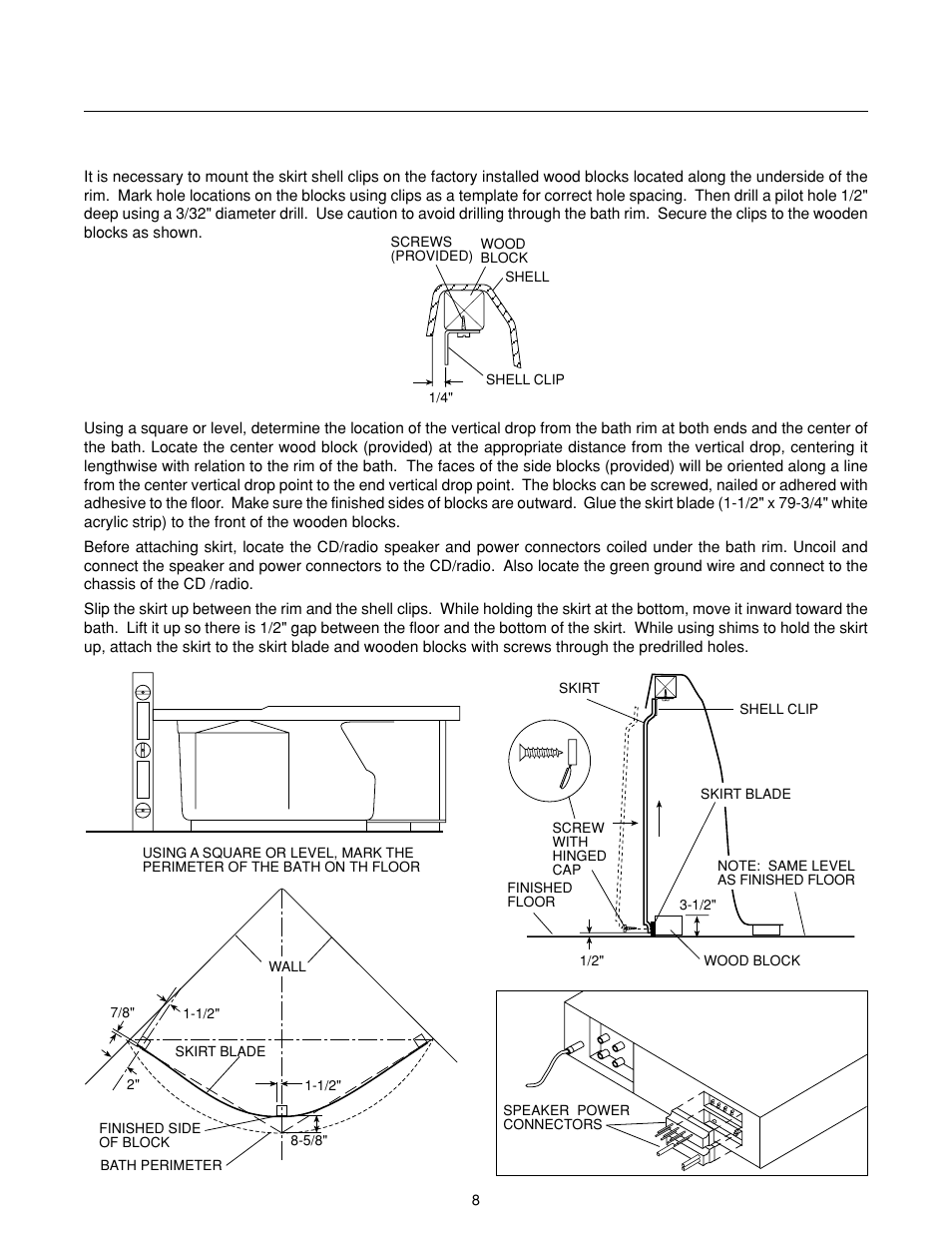 J-allure, Skirt installation | Jacuzzi J-ALLURELuxury Bathing and Entertainment System User Manual | Page 10 / 32