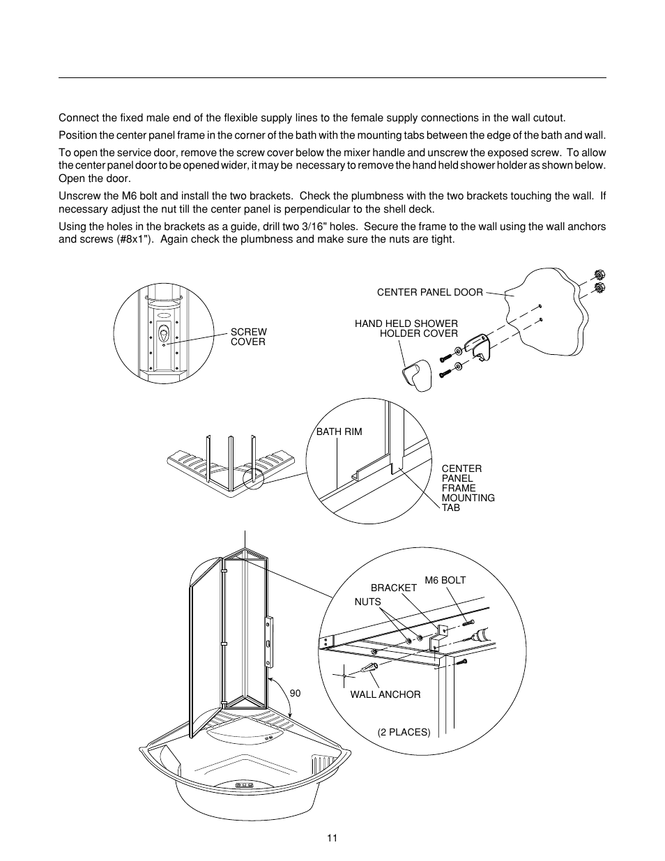 J-allure, Center panel installation | Jacuzzi J-ALLURELuxury Bathing and Entertainment System User Manual | Page 13 / 32