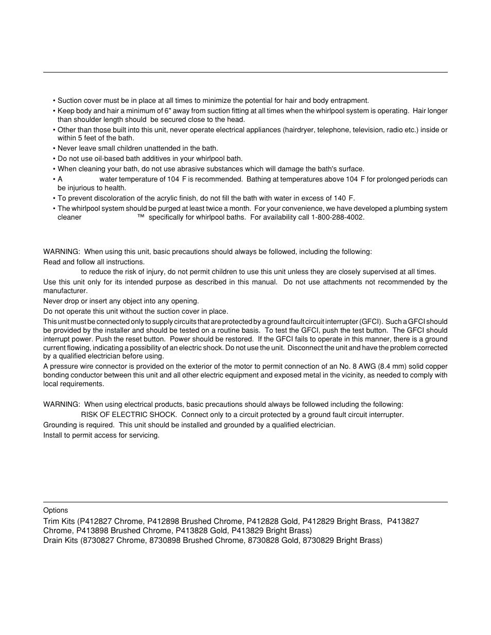 Important safety information | Jacuzzi J-ALLURELuxury Bathing and Entertainment System User Manual | Page 2 / 32