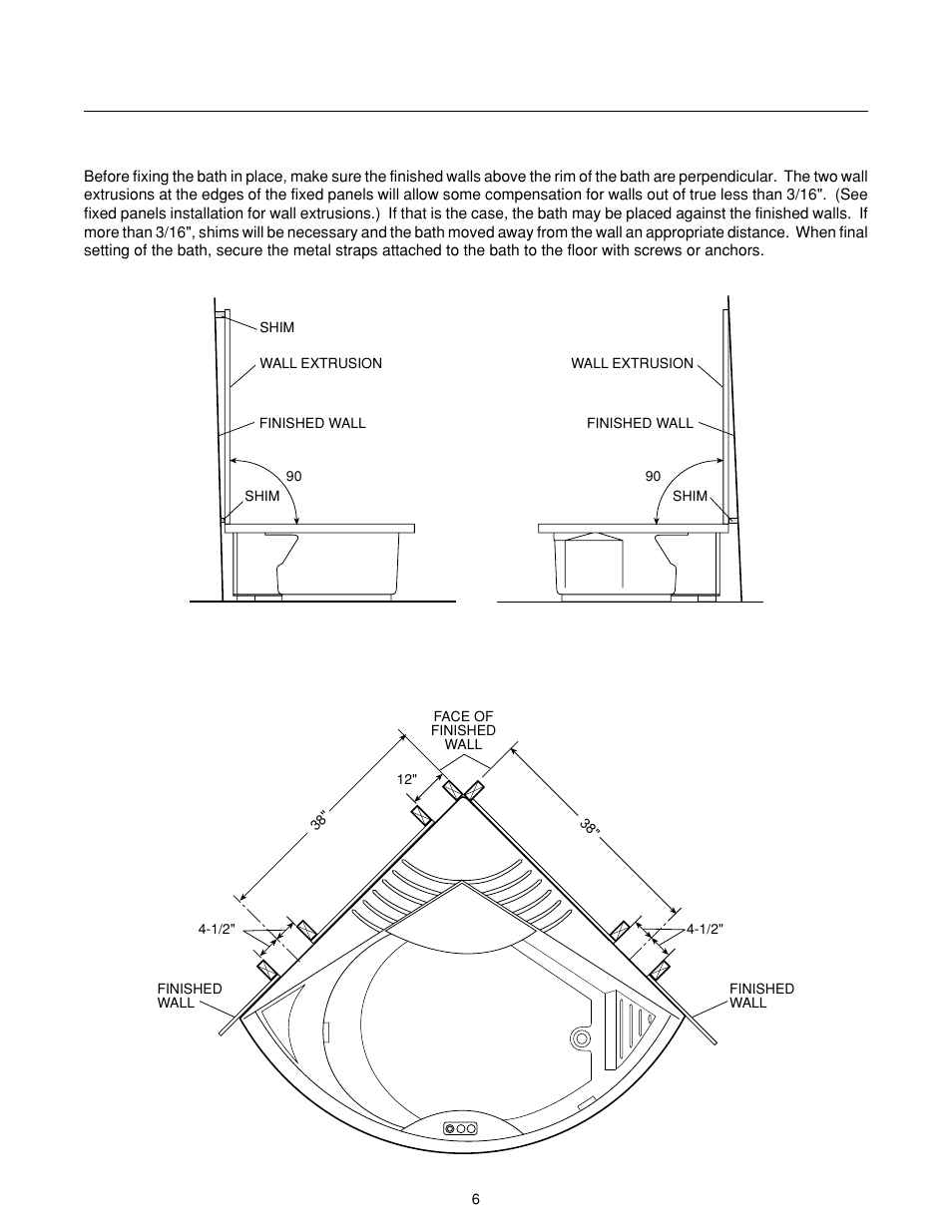 J-allure, Finished walls | Jacuzzi J-ALLURELuxury Bathing and Entertainment System User Manual | Page 8 / 32