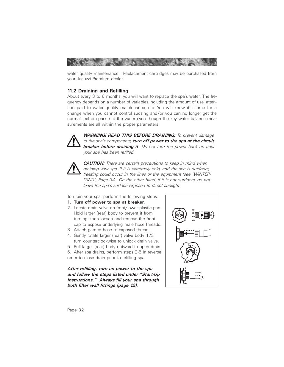 2 draining and refilling | Jacuzzi 2003+ User Manual | Page 36 / 50