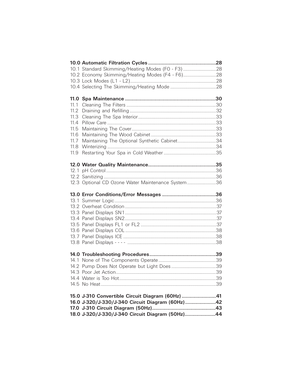 Table of contents (2) | Jacuzzi 2003+ User Manual | Page 4 / 50