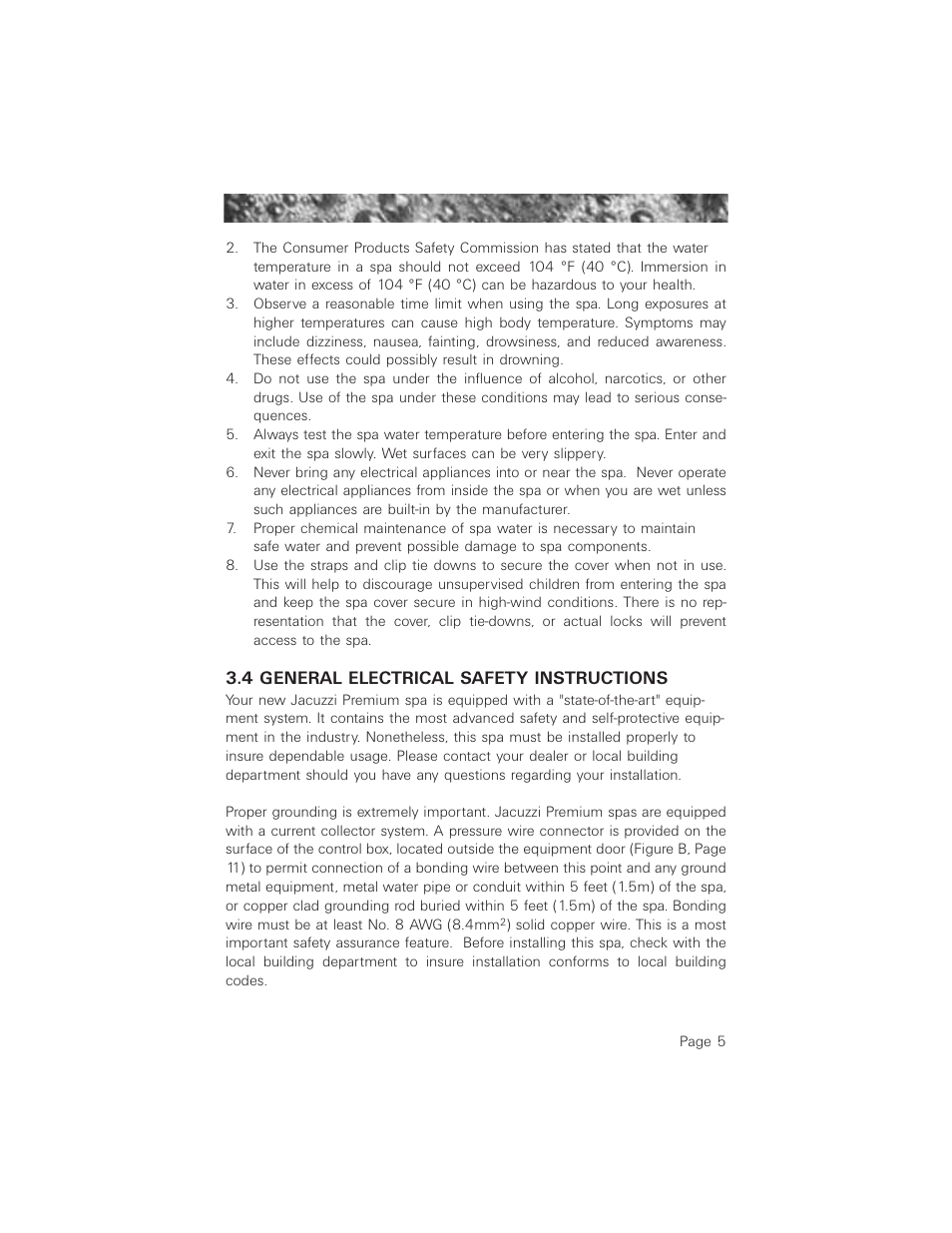 4 general electrical safety instructions | Jacuzzi 2003+ User Manual | Page 9 / 50