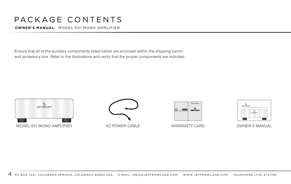 Jeff Rowland Design Group 501 User Manual | Page 5 / 17