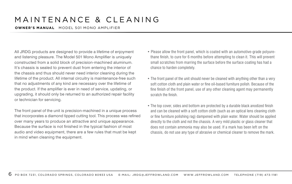 Jeff Rowland Design Group 501 User Manual | Page 7 / 17