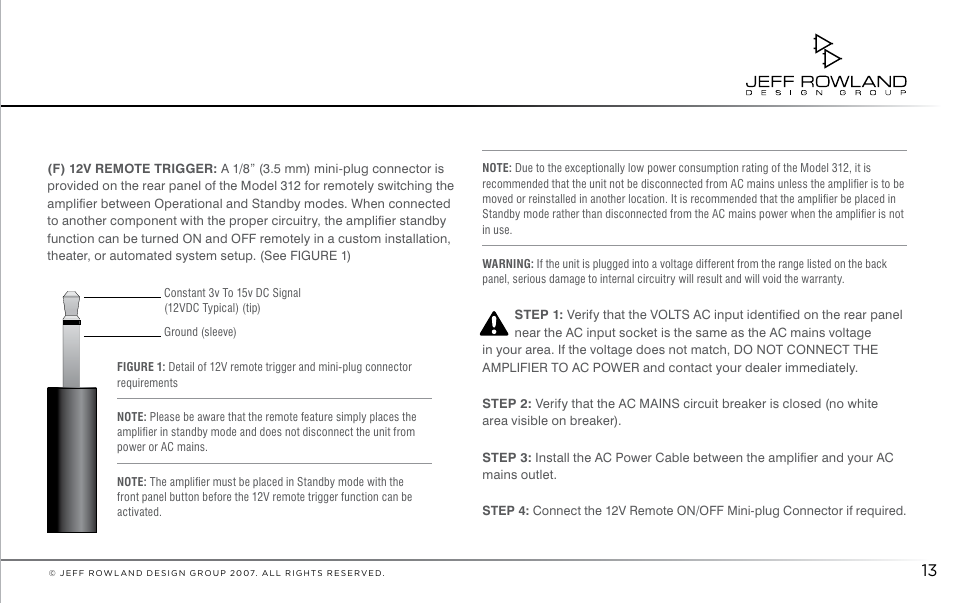 Jeff Rowland Design Group 312 User Manual | Page 14 / 18