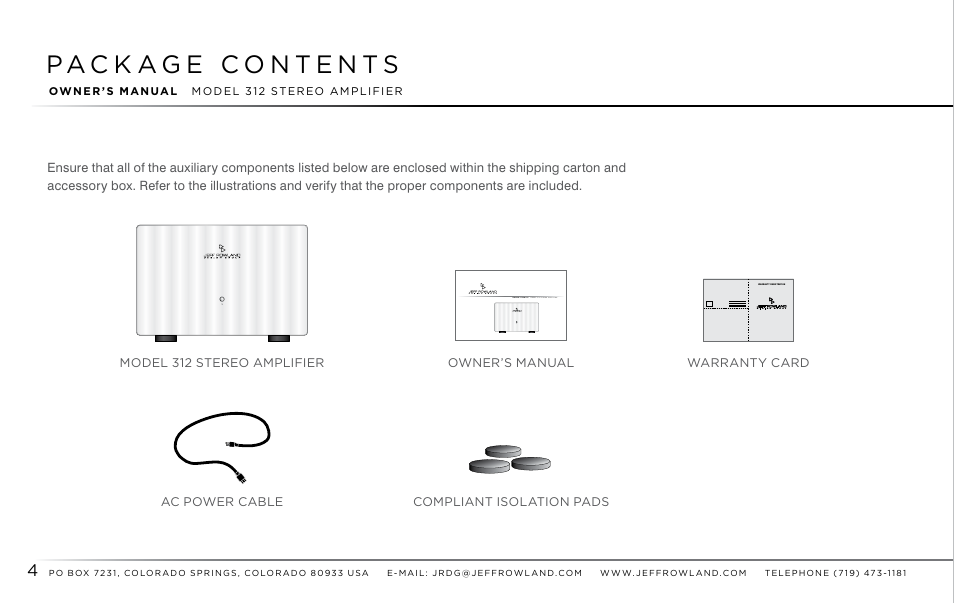 Jeff Rowland Design Group 312 User Manual | Page 5 / 18