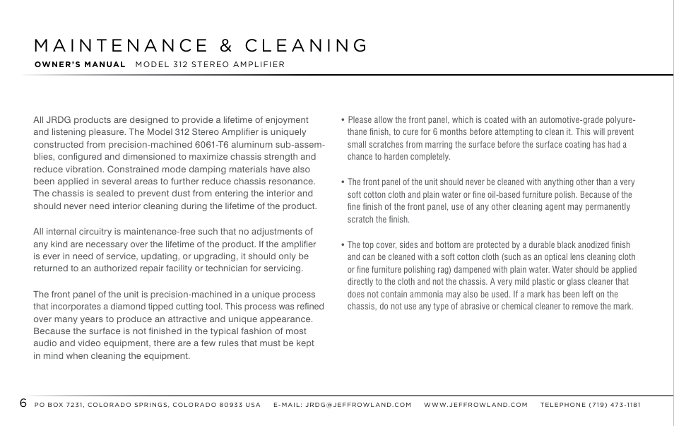 Jeff Rowland Design Group 312 User Manual | Page 7 / 18