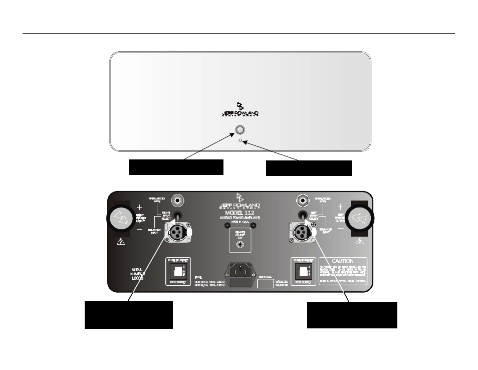 Amplifier front and rear panel function controls, Standby/power button | Jeff Rowland Design Group 112 User Manual | Page 8 / 18