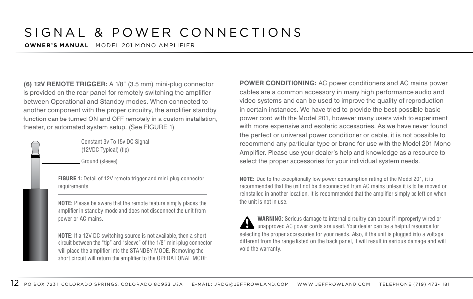 Jeff Rowland Design Group 201 User Manual | Page 13 / 17