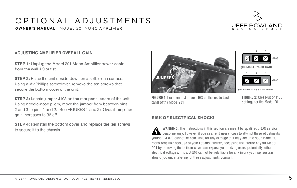 Jeff Rowland Design Group 201 User Manual | Page 16 / 17