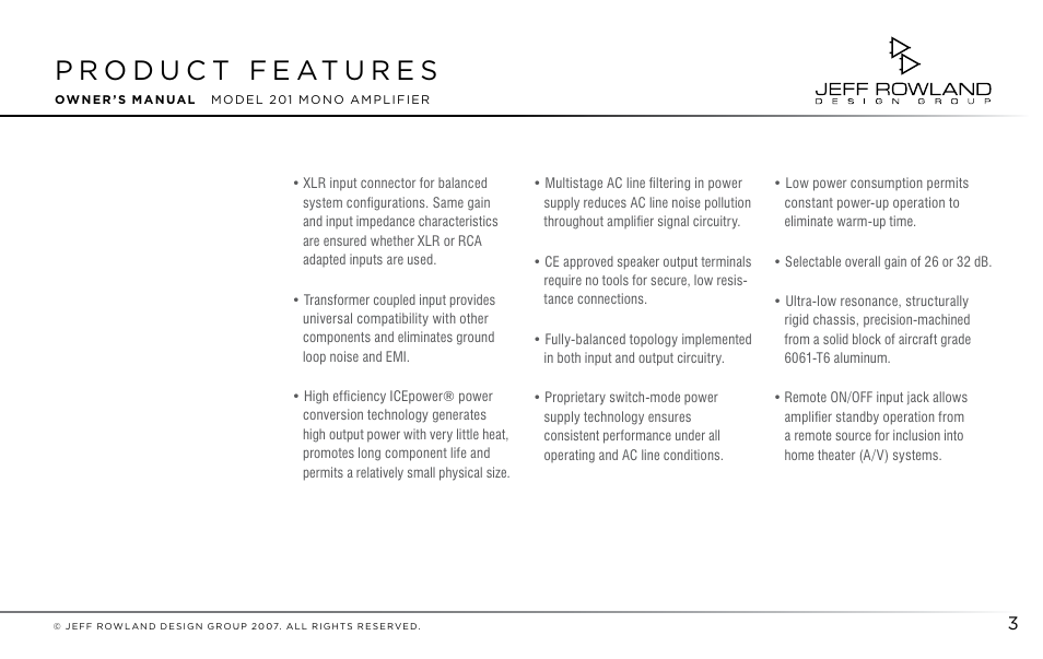 Jeff Rowland Design Group 201 User Manual | Page 4 / 17