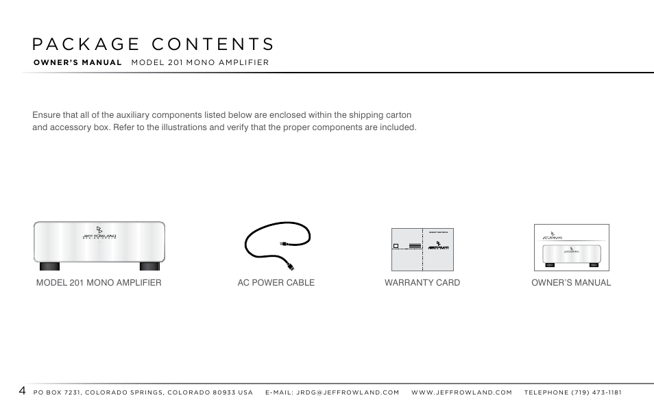 Jeff Rowland Design Group 201 User Manual | Page 5 / 17