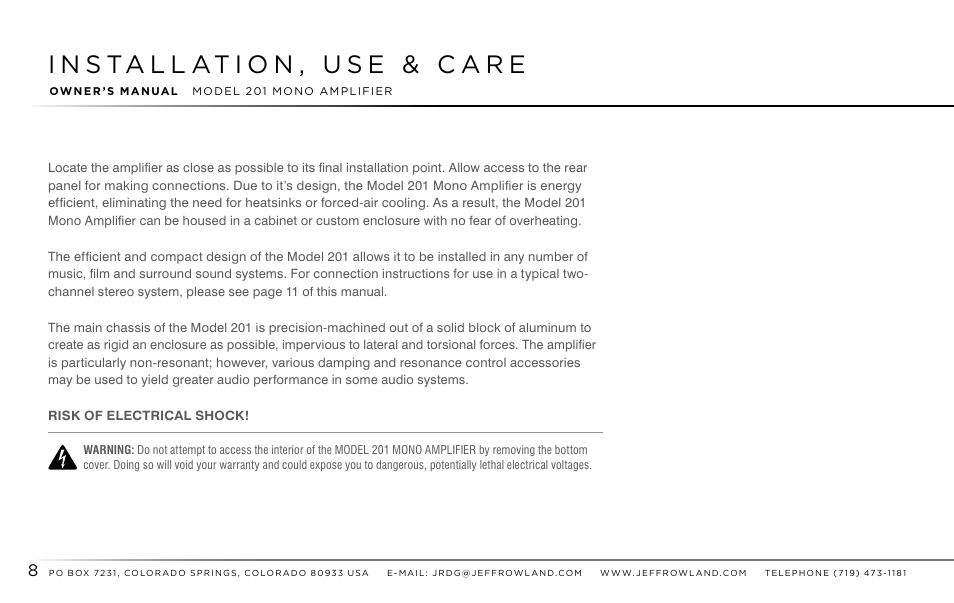 Jeff Rowland Design Group 201 User Manual | Page 9 / 17