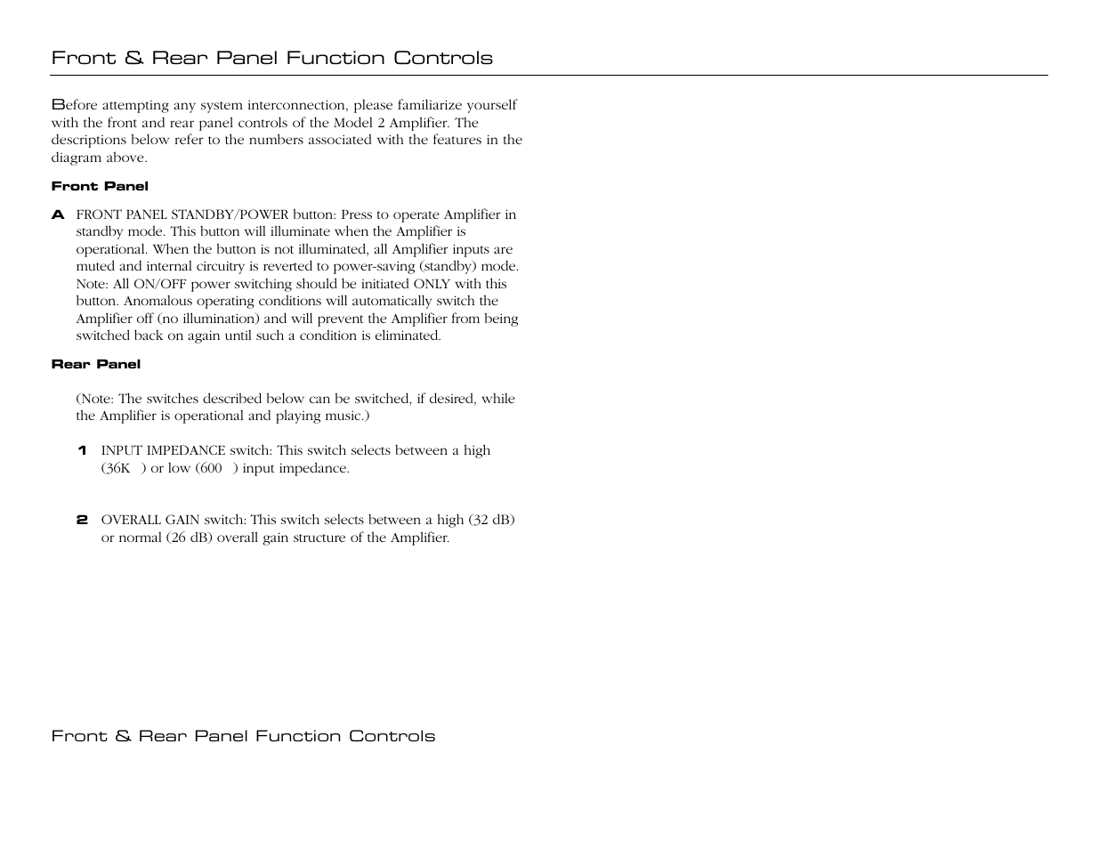 Front and rear panel function controls, cont | Jeff Rowland Design Group Model 2 User Manual | Page 8 / 17