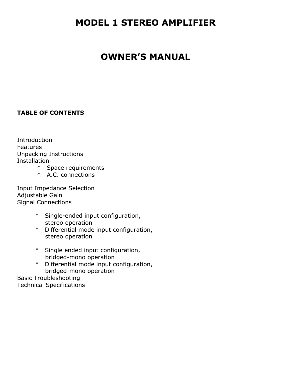 Jeff Rowland Design Group 1 User Manual | 6 pages