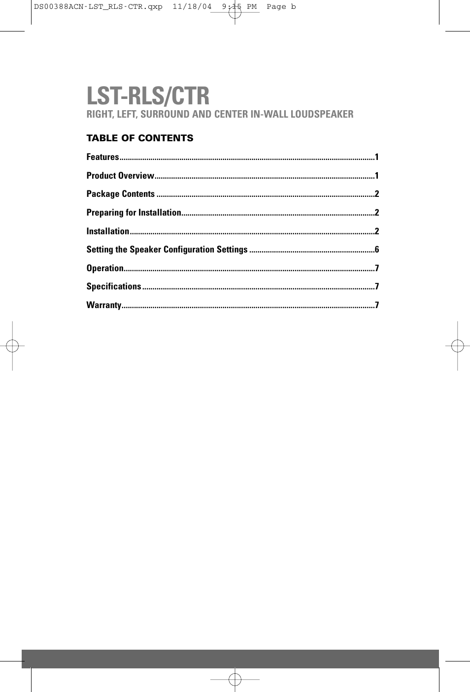 Lst-rls/ctr | JobSite Systems LST-RLS User Manual | Page 2 / 12