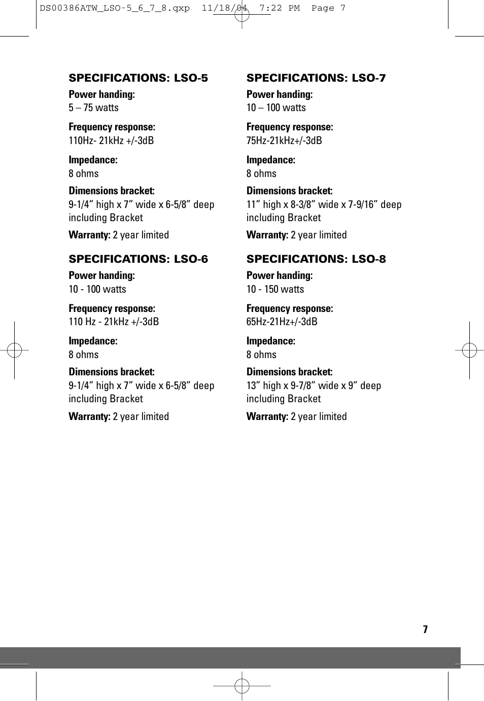 JobSite Systems LSO-7 User Manual | Page 9 / 12