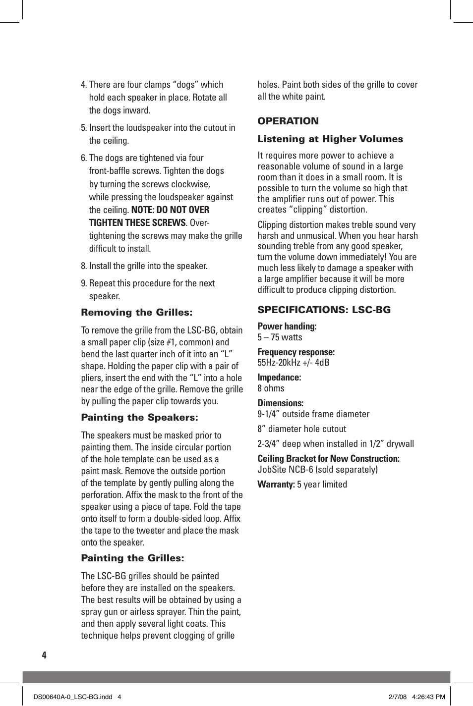 JobSite Systems LSC-BG User Manual | Page 6 / 8