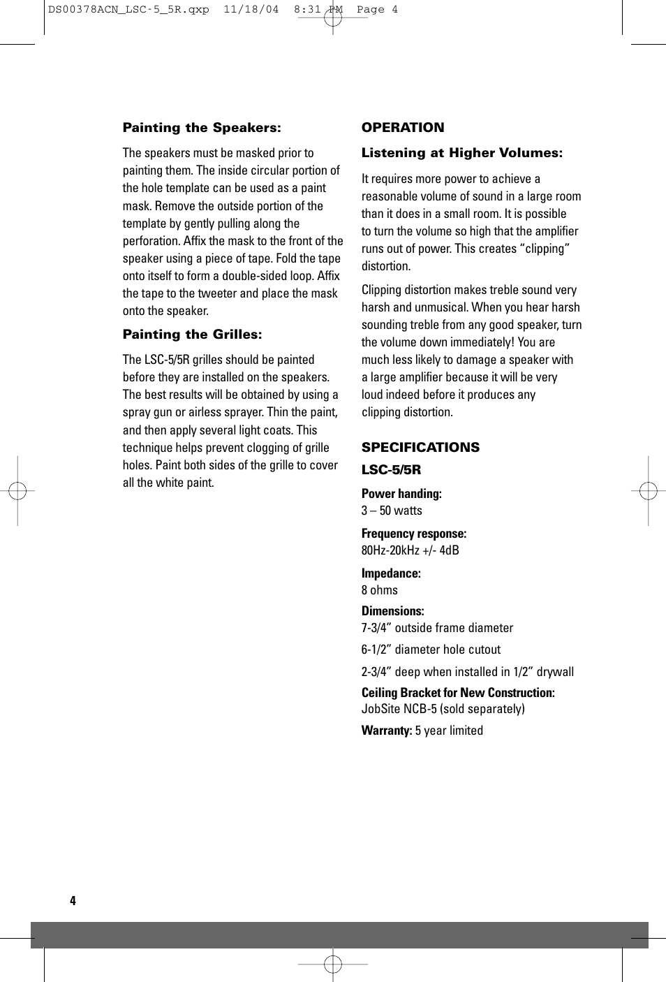 JobSite Systems LSC-5/5R User Manual | Page 6 / 8