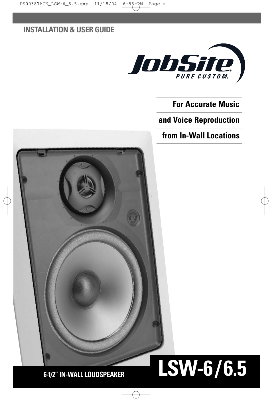 JobSite Systems LSW-6.5 User Manual | 12 pages
